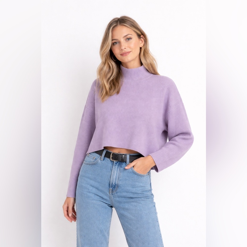 Maeve Lavender Ribbed Knit Top, Anthropologie
